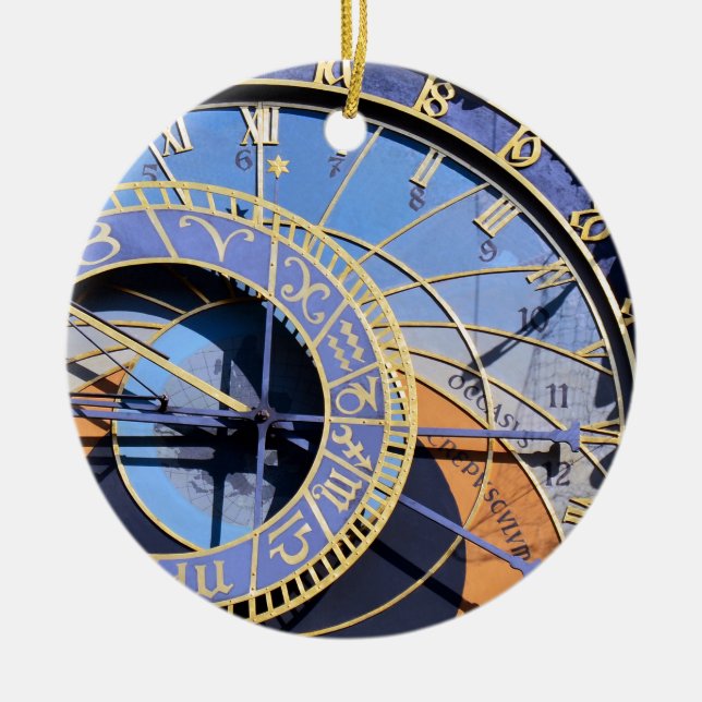 Prag - Astronomische Uhr - Orloj (Weihnachten) Keramik Ornament (Vorne)