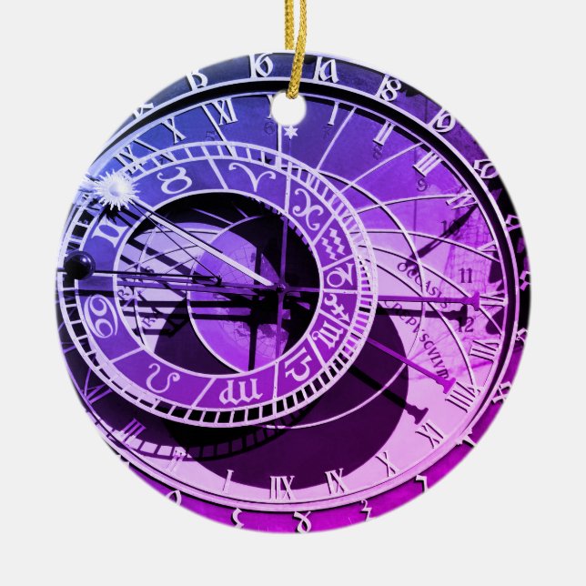 Prag - Astronomische Uhr - Orloj (Weihnachten) Keramik Ornament (Vorne)
