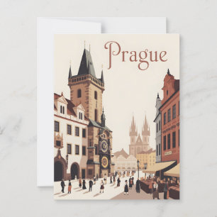 Prag astronomische Uhr vintage Postkarte