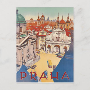 Prag, Aussicht auf das Stadtzentrum, Vintage-Reise Postkarte