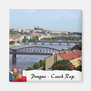 Prag Brücken Magnet, Schloss, Panorama Magnet