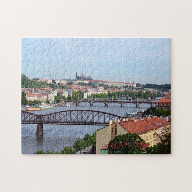 Prag, Castle & River Bridges / Tschechische Republ Puzzle (Horizontal)