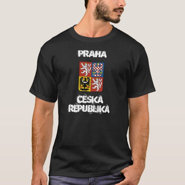 Prag, Ceska Republika mit Wappen T-Shirt (Vorderseite)