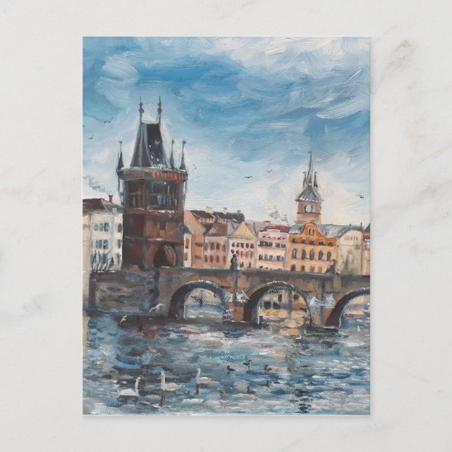 Prag - Gemälde von Charles Bridge Postkarte (Vorderseite)
