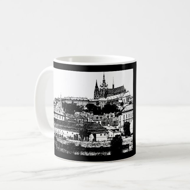 Prag, Historische Stadt, Burg & Flagge - Tschechie Kaffeetasse (Vorderseite Links)