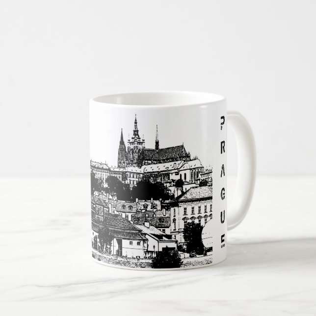 Prag, Historische Stadt, Burg & Flagge - Tschechie Kaffeetasse (VorderseiteRechts)