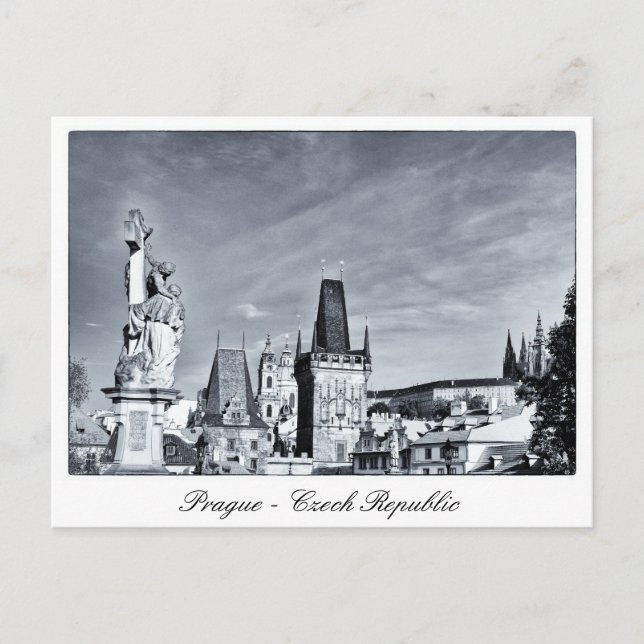 Prag - Karlsbrücke, Burgtürme / Tschechisch Postkarte (Vorderseite)