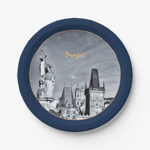 Prag & Karlsbrücke, Christus, Schloss / Tschechie Pappteller