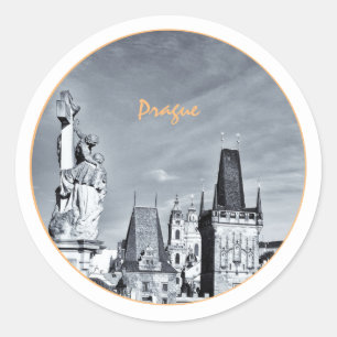 Prag & Karlsbrücke, Christus, Schloss / Tschechien Runder Aufkleber
