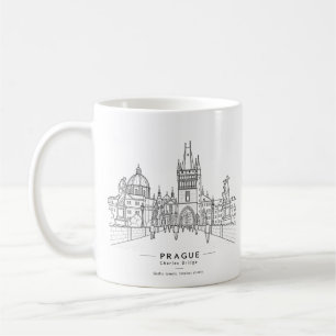 Prag Karlsbrücke Reiseillustration Kaffeetasse