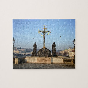 Prag & Karlsbrücke Statuen - Christus / Tschechien Puzzle
