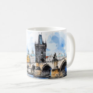 Prag: Karlsbrücke Wasserfarbe Kaffeetasse