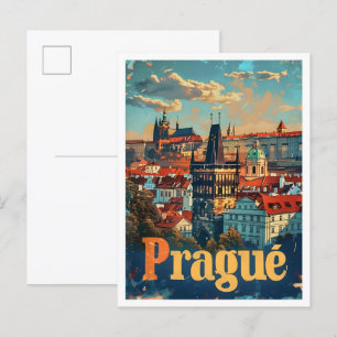 Prag Kunst Vintage Reise Postkarte
