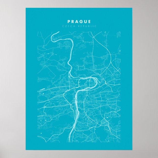 Prag Light Blue City Map Poster (Vorne)