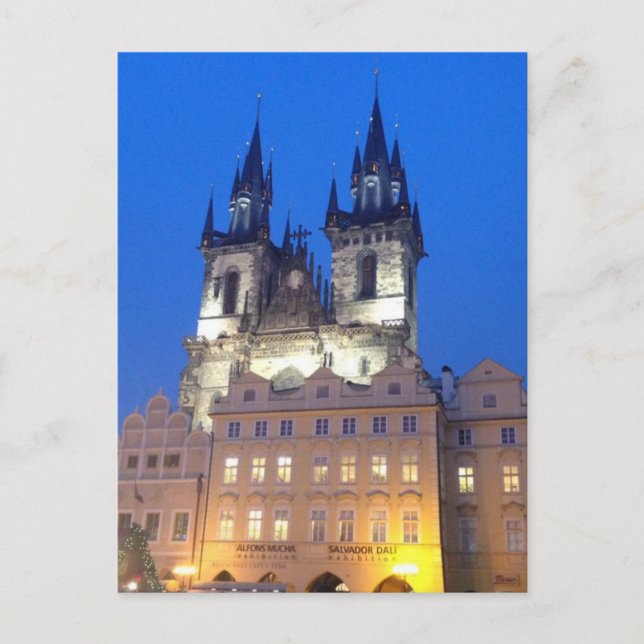 Prag nach Nacht Postkarte (Vorderseite)