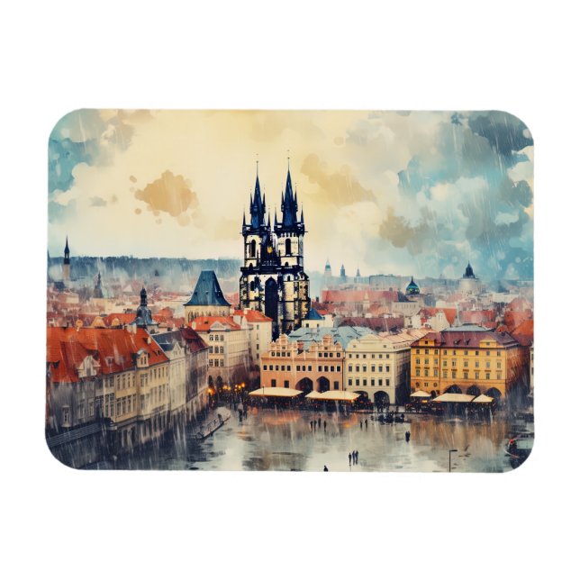 Prag Nacht in Tschechien Magnet (Horizontal)