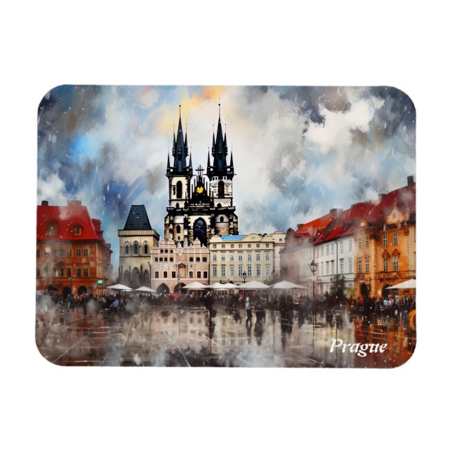 Prag Nacht in Tschechien Magnet (Horizontal)