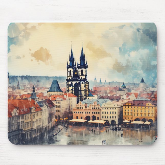 Prag Nacht in Tschechien Mousepad (Vorne)