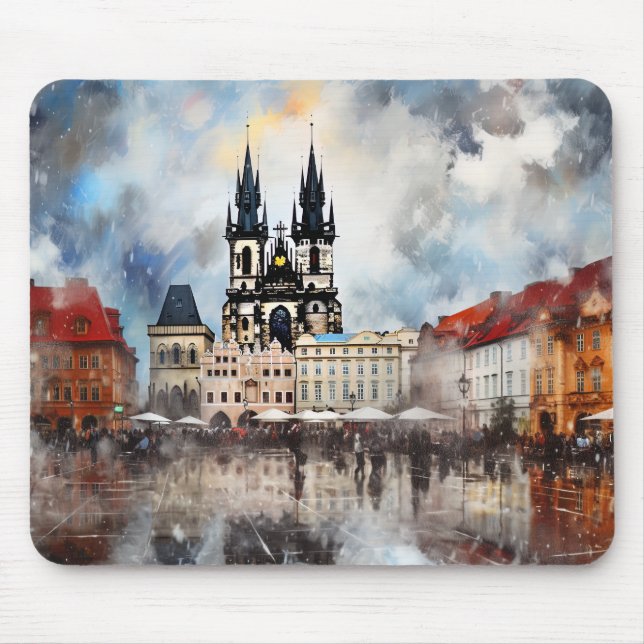 Prag Nacht in Tschechien Mousepad (Vorne)