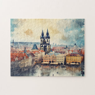 Prag Nacht in Tschechien Puzzle