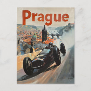 Prag Oldtimer-Rennwagen Postkarte