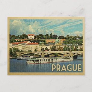 Prag Postcard Tschechien Vintage Travel Postkarte