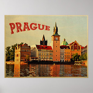 Prag Reisen im Vintage-Stil Poster