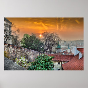 Prag-Schloss-Treppen-Morgen-Plakat Poster
