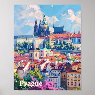 Prag Stadt Tschechien Art Vintage Reise Poster
