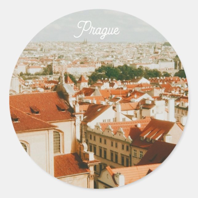 Prag Stadtansicht Souvenir Runder Aufkleber (Vorderseite)