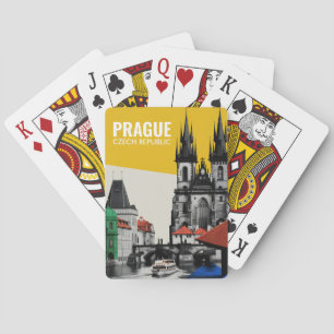Prag Tschechien Altstadt Skyline Collage Spielkarten