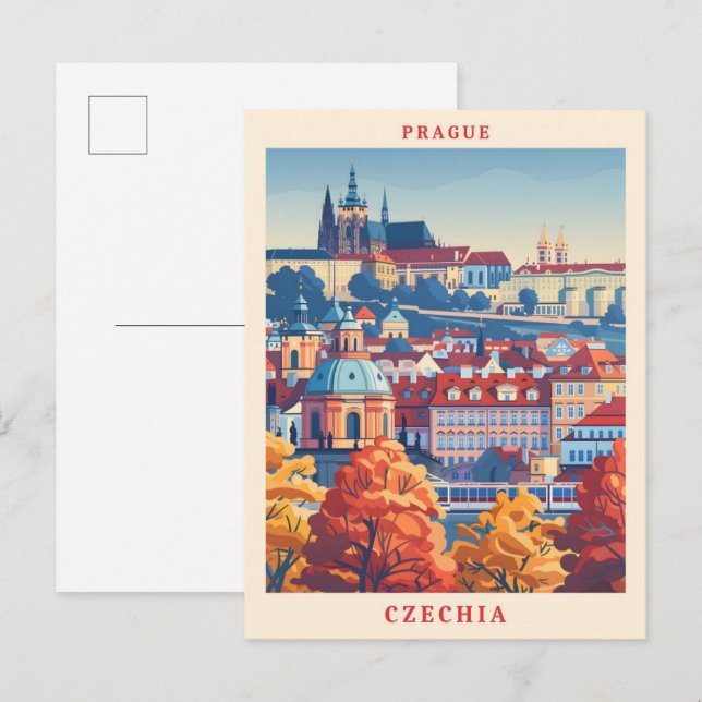 Prag Tschechien Elegante Kunst, Dichtung und Musik Postkarte (Vorne/Hinten)