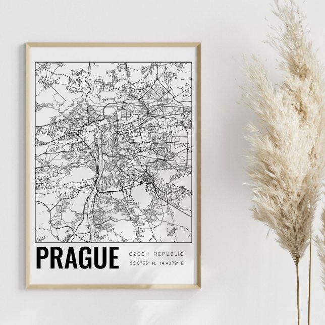 Prag Tschechien Minimalistische Karte Art Poster (Von Creator hochgeladen)