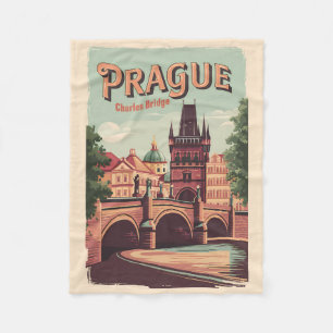 Prag Tschechien Reise Kunst Vintage Fleecedecke