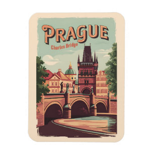 Prag Tschechien Reise Kunst Vintage Magnet