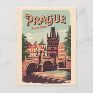 Prag Tschechien Reise Kunst Vintage Postkarte