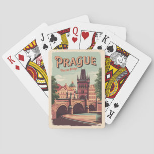 Prag Tschechien Reise Kunst Vintage Spielkarten
