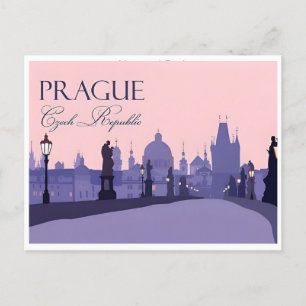 Prag Tschechien Reise Vintage-Illustration Postkarte
