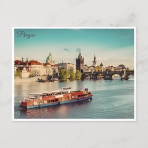 Prag Tschechien Reise Vintage-Illustration  Postkarte