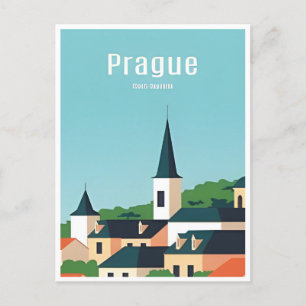 Prag Tschechien Reise Vintage-Illustration Postkarte