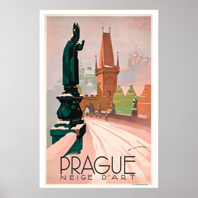 Prag Tschechien Vintage-Reiseposter Poster (Vorne)