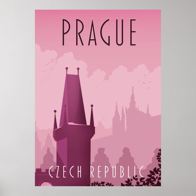 Prag Tschechien Vintages Reiseplakat Poster (Vorne)