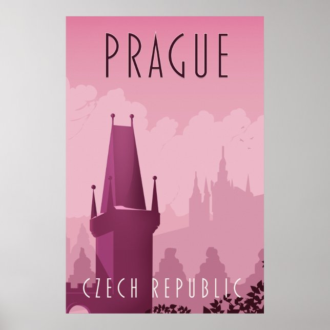 Prag Tschechien Vintages Reiseplakat Poster (Vorne)