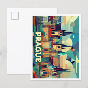 Prag Tschechisch Reisen künstlerisch farbenfroh Postkarte
