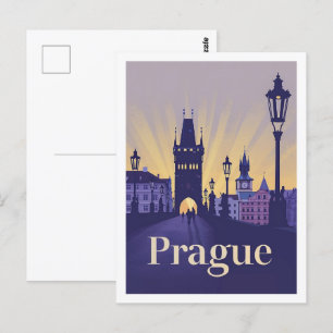 Prag Tschechisch Vintage Berühmter Reiseort Postkarte