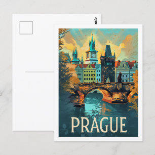 Prag Tschechisch Vintage Berühmter Reiseort Postkarte