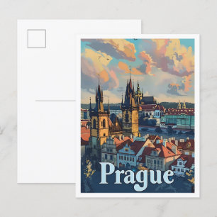 Prag Tschechische Klassik Retro Vintage Reise Postkarte