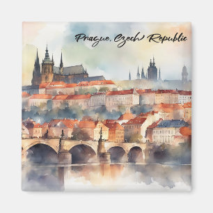Prag Tschechische Republik Aquarellpanoramasicht Magnet