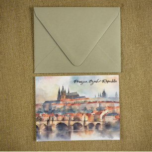 Prag Tschechische Republik Aquarellpanoramasicht Postkarte