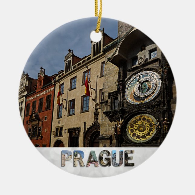 Prag Tschechische Republik Astronomische Uhr Weihn Keramik Ornament (Vorne)